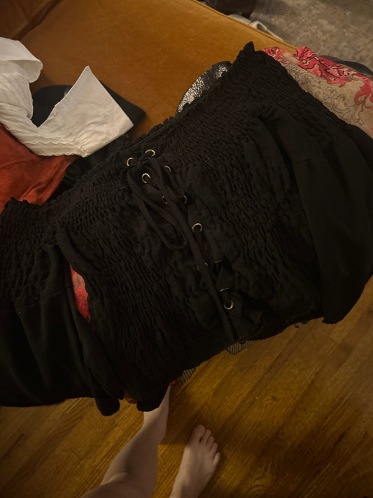 Black off shoulder ruched top