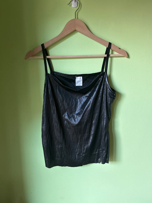 black shiny tank top