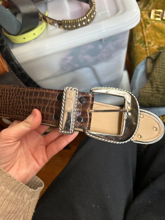 JM brown belt large silver closure 159