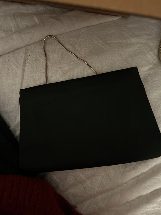 Black satin evening bag