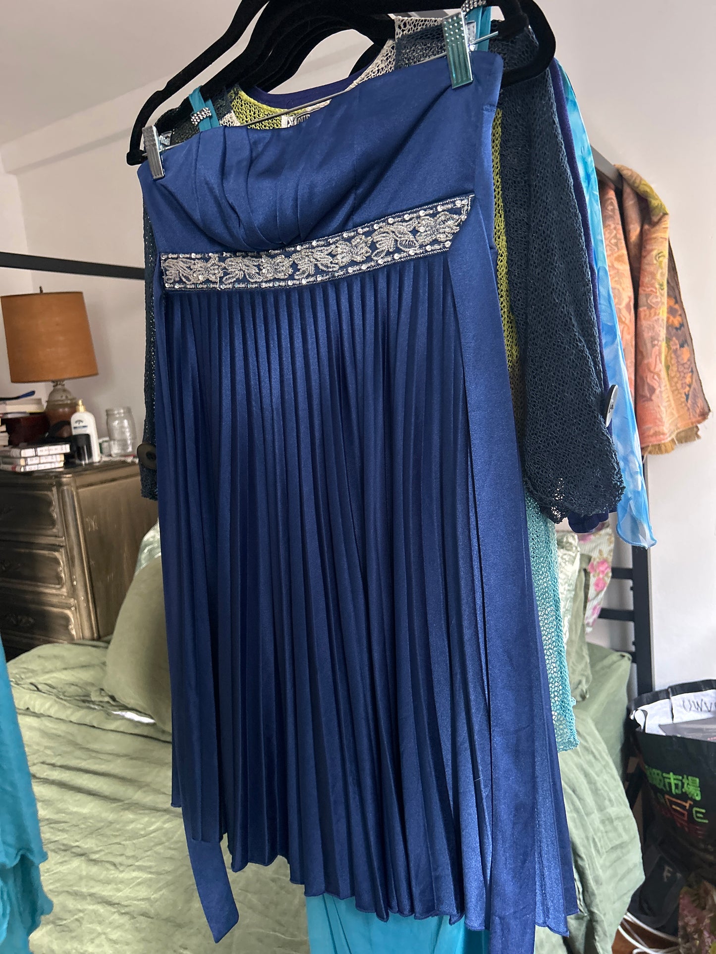 Royal blue pleated occasion dress