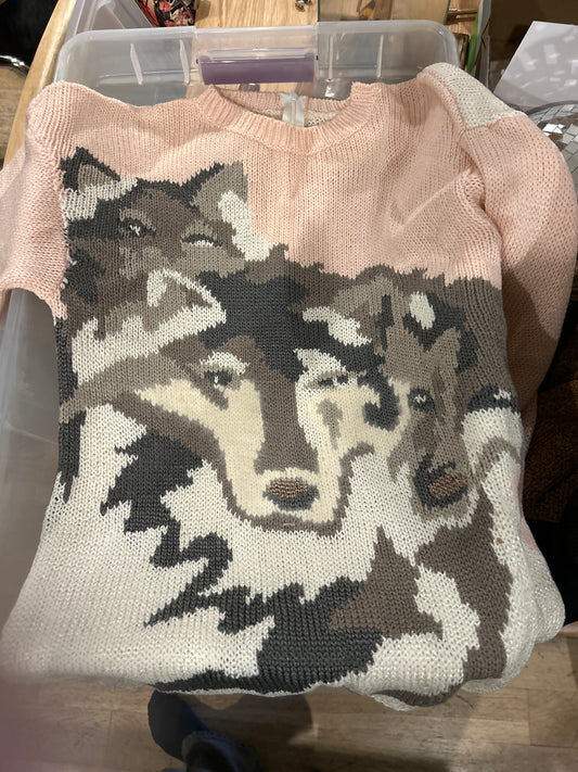Pink wolf sweater