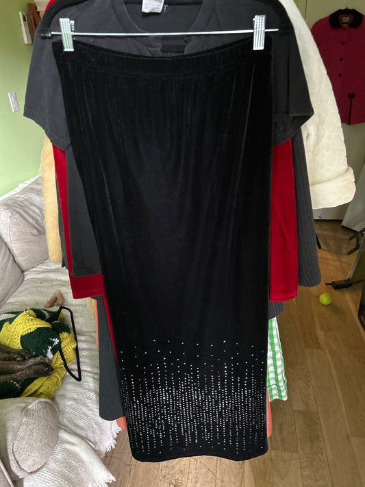 Black velvet dress with rhinestones