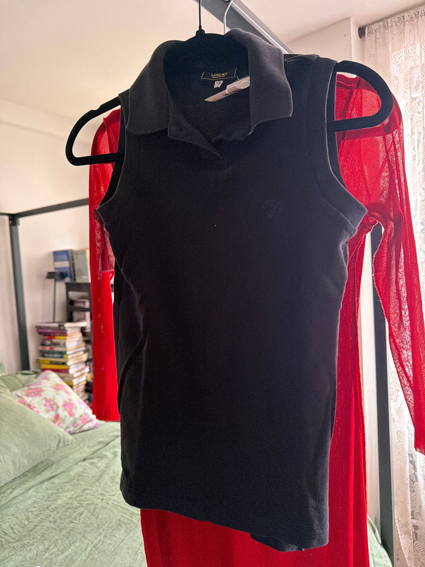 Versace jeans couture black sleeveless polo