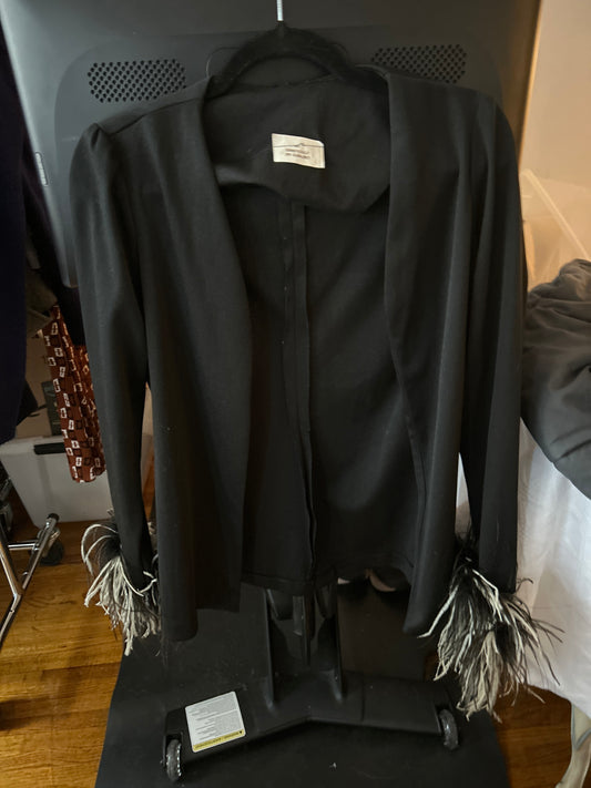 Black cardigan feather wrist