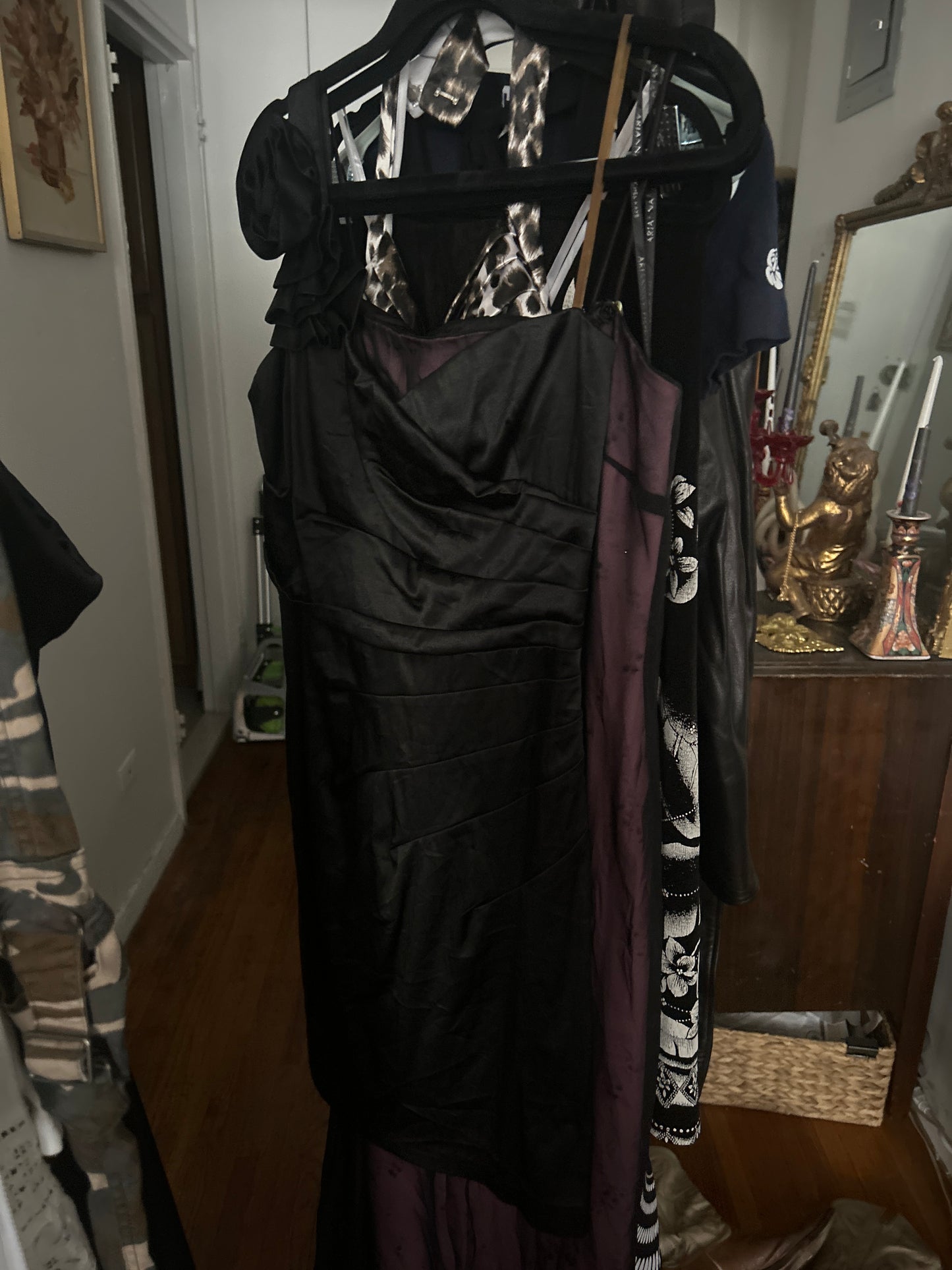 Black mini dress with rosettes