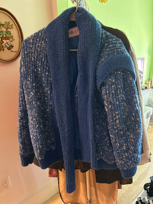 Chunky knit blue jacket
