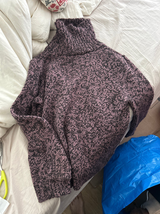 Purple and black knit sweater
