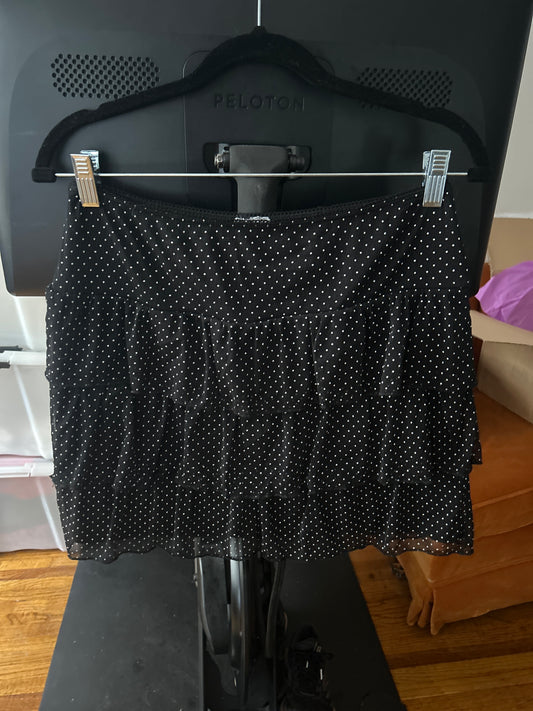 Black and white polka dot ruffle skirt