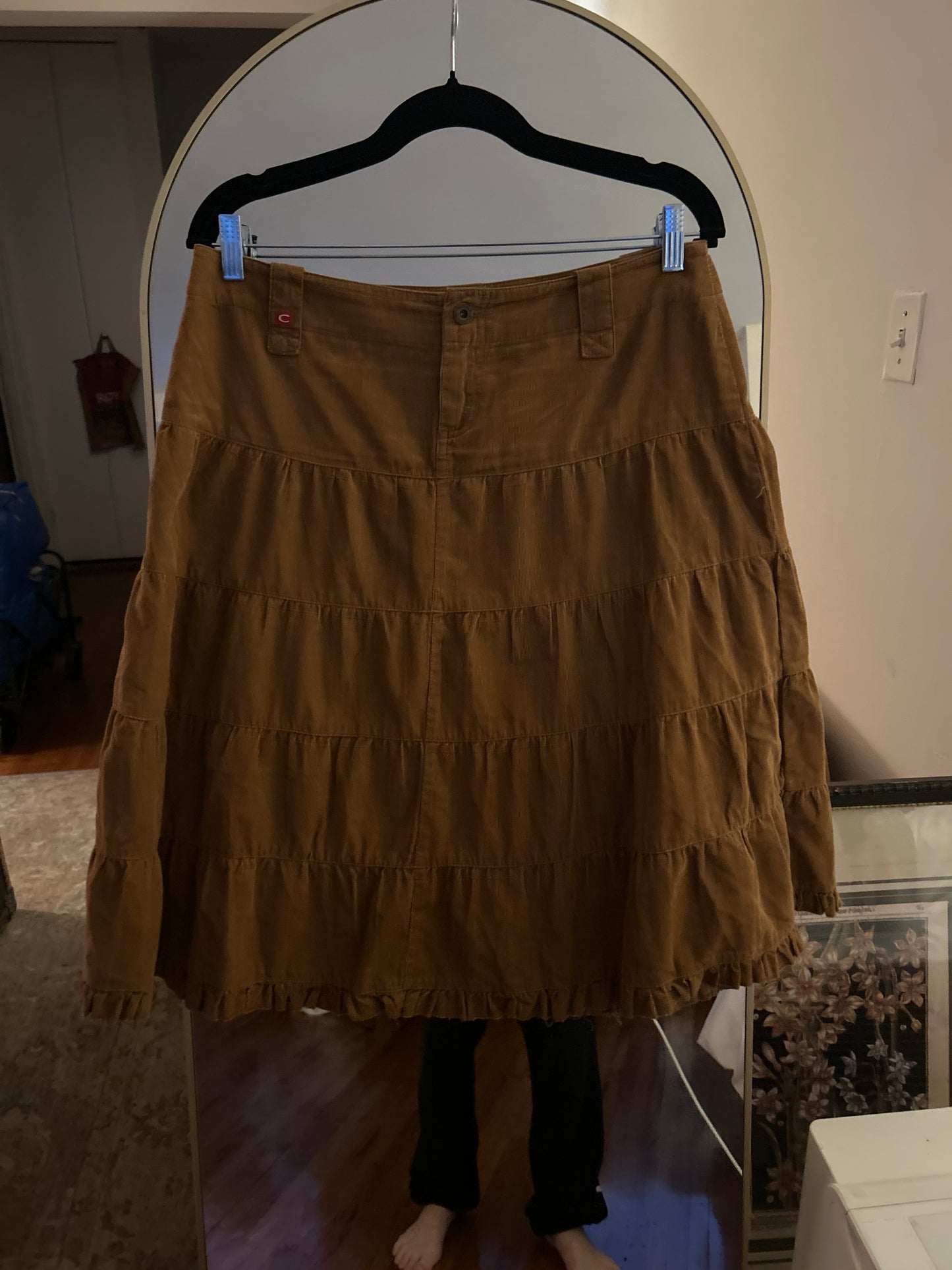 Castro brown tiered corduroy skirt