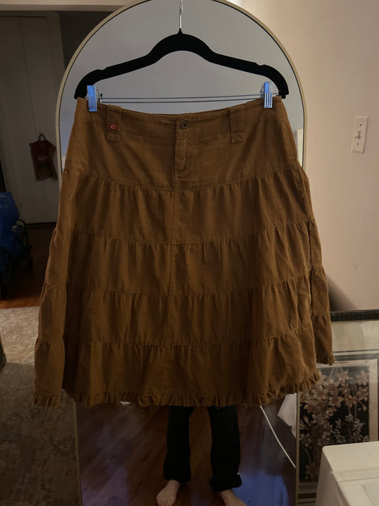 Castro brown tiered corduroy skirt