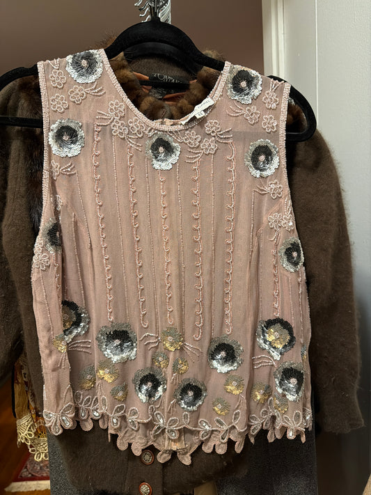 Pink sheer beaded top JM 53