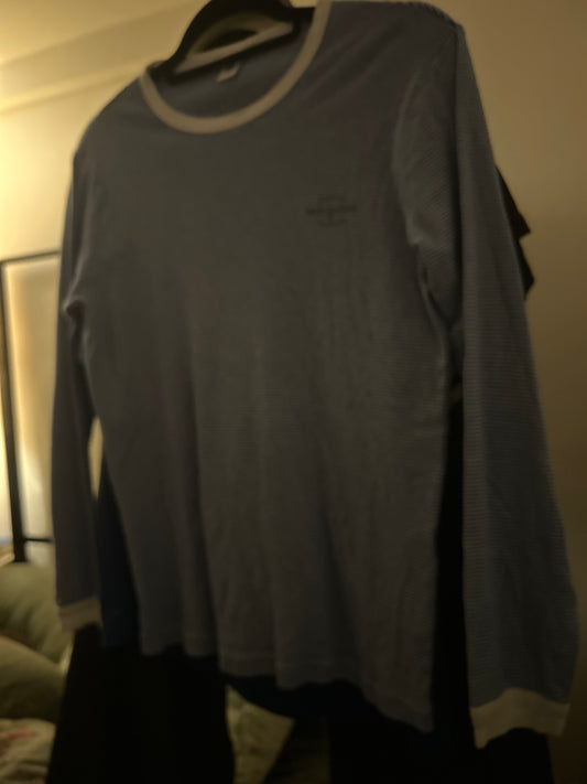 Blue and white striped long sleeve