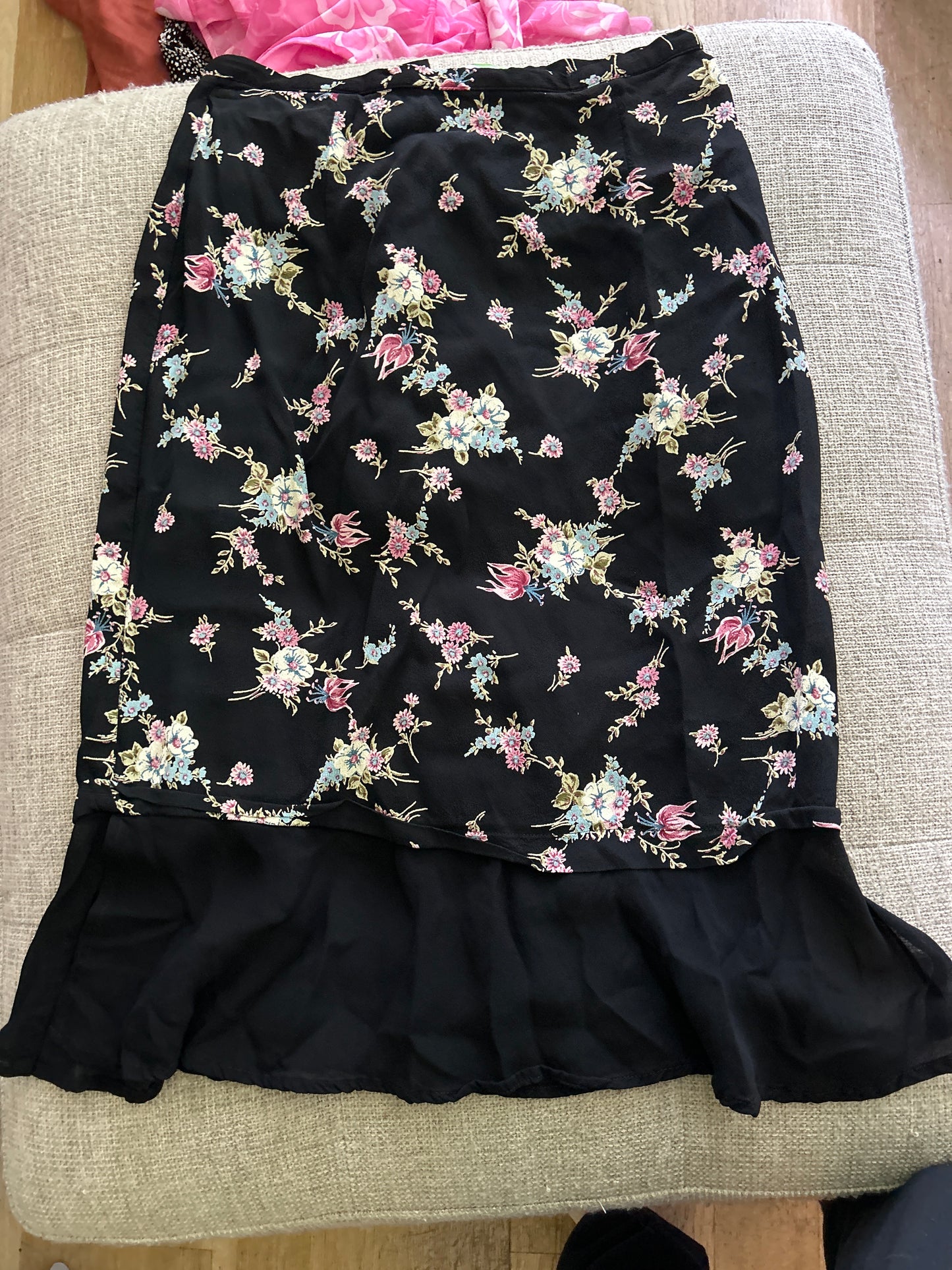 Black floral skirt
