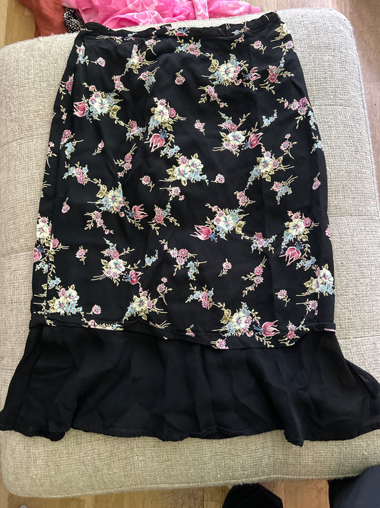 Black floral skirt