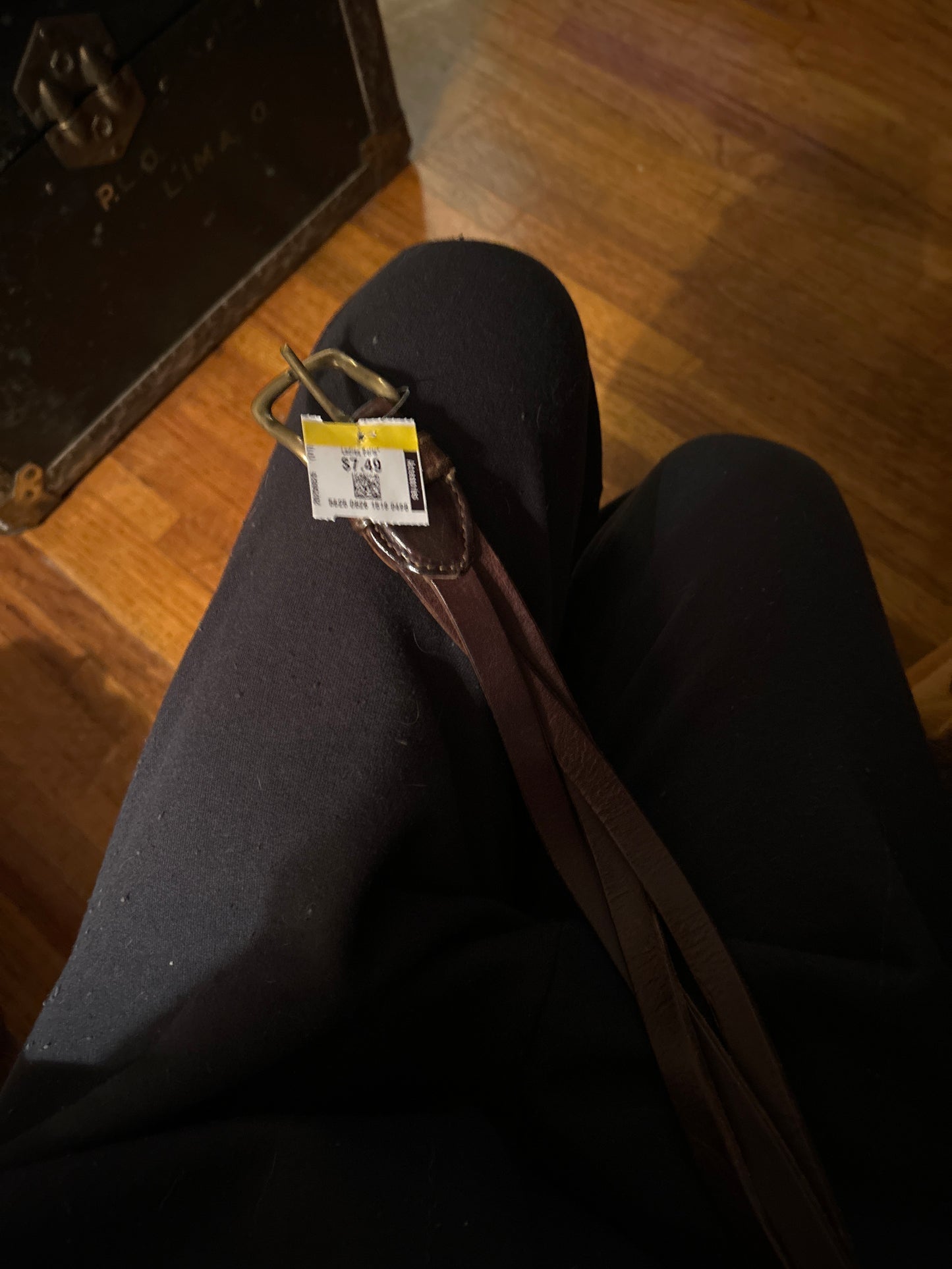 Brown leather braided belt