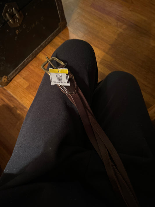 Brown leather braided belt