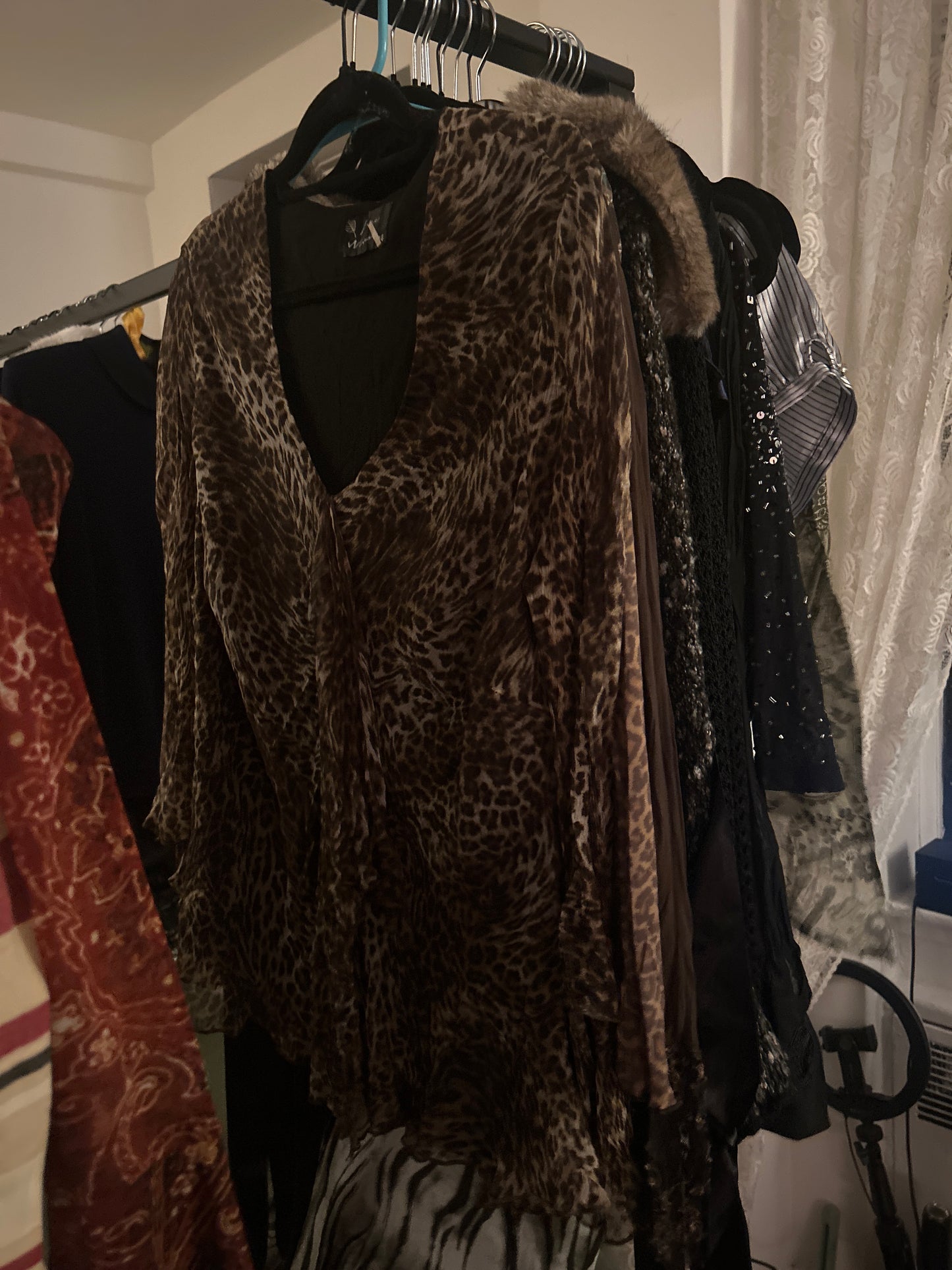 Free woman sheer animal print top