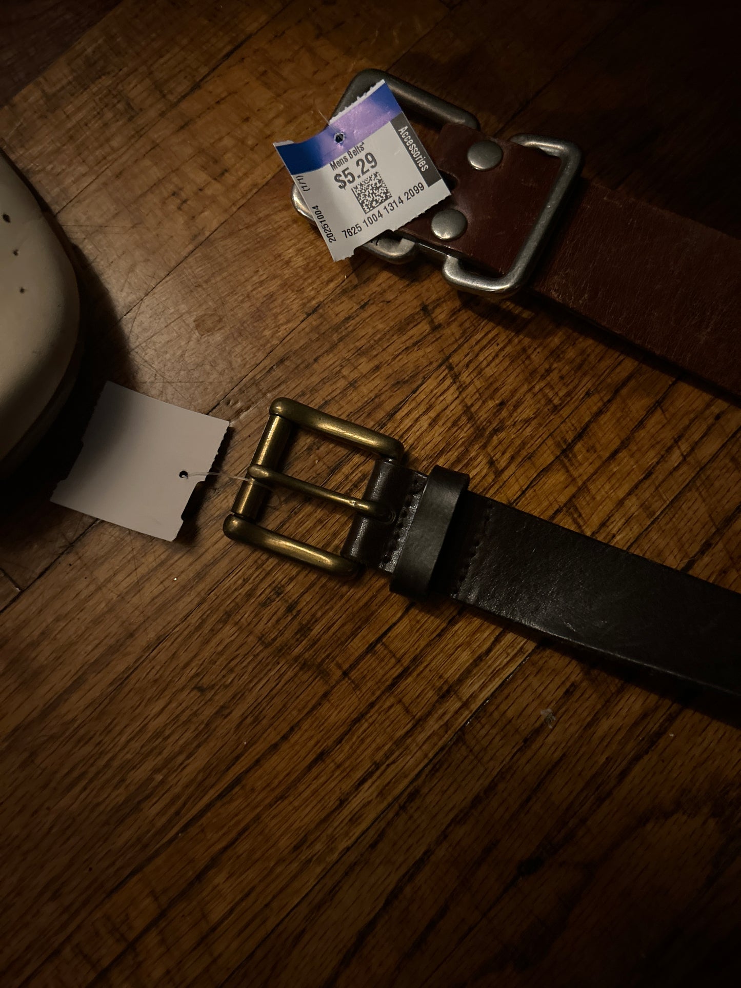 Black leather belt with braid