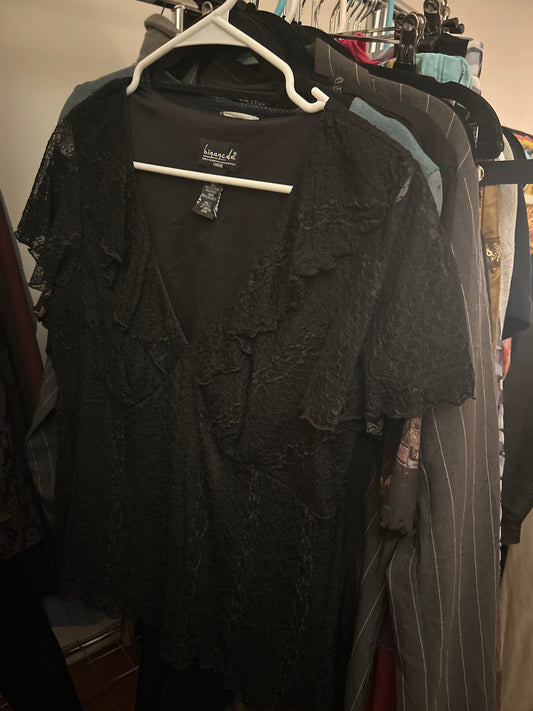 Black lace ruffle top