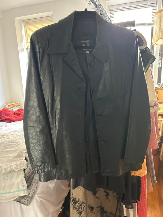 Vera Pelle black leather Italian jacket
