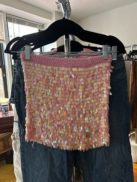 Pink sequin tube top/miniskirt