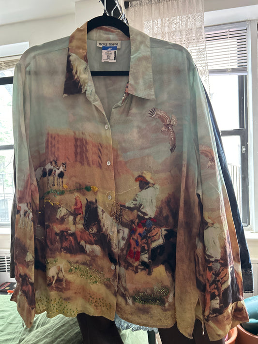 Nicole Taylor silk beaded shirt
