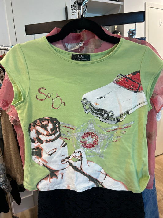 Green graphic baby tee