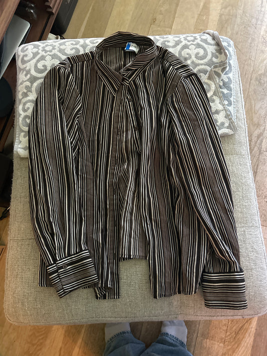 Black and white striped button up