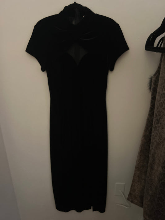 JM black velour mesh dress 92