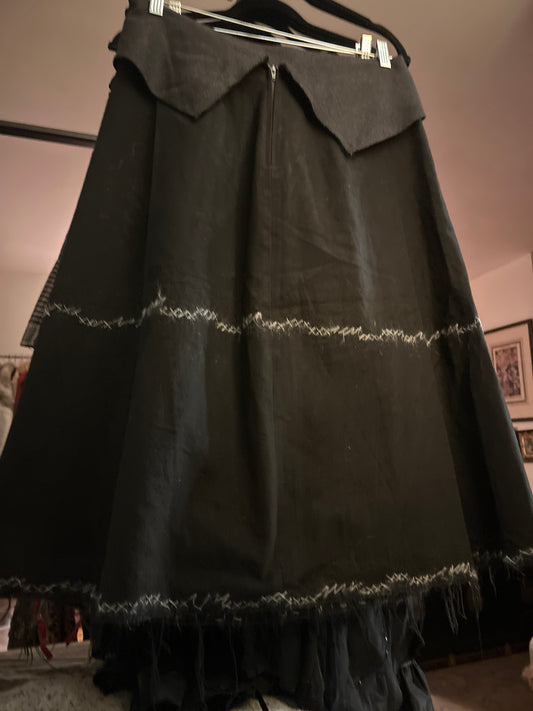 Fold-over black skirt