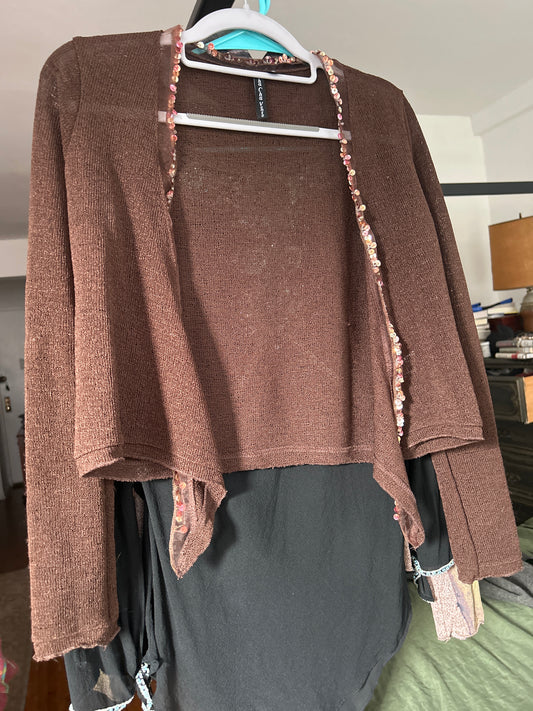 Brown shawl with sequins