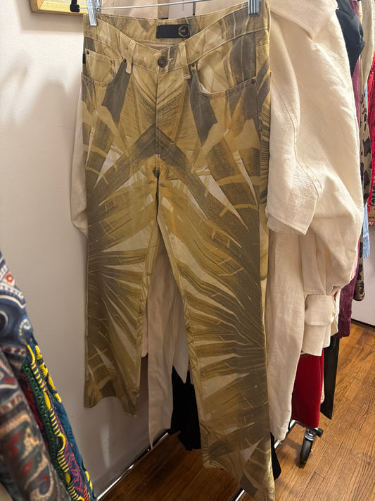 Cavalli yellow leaf pants JM 35B ￼