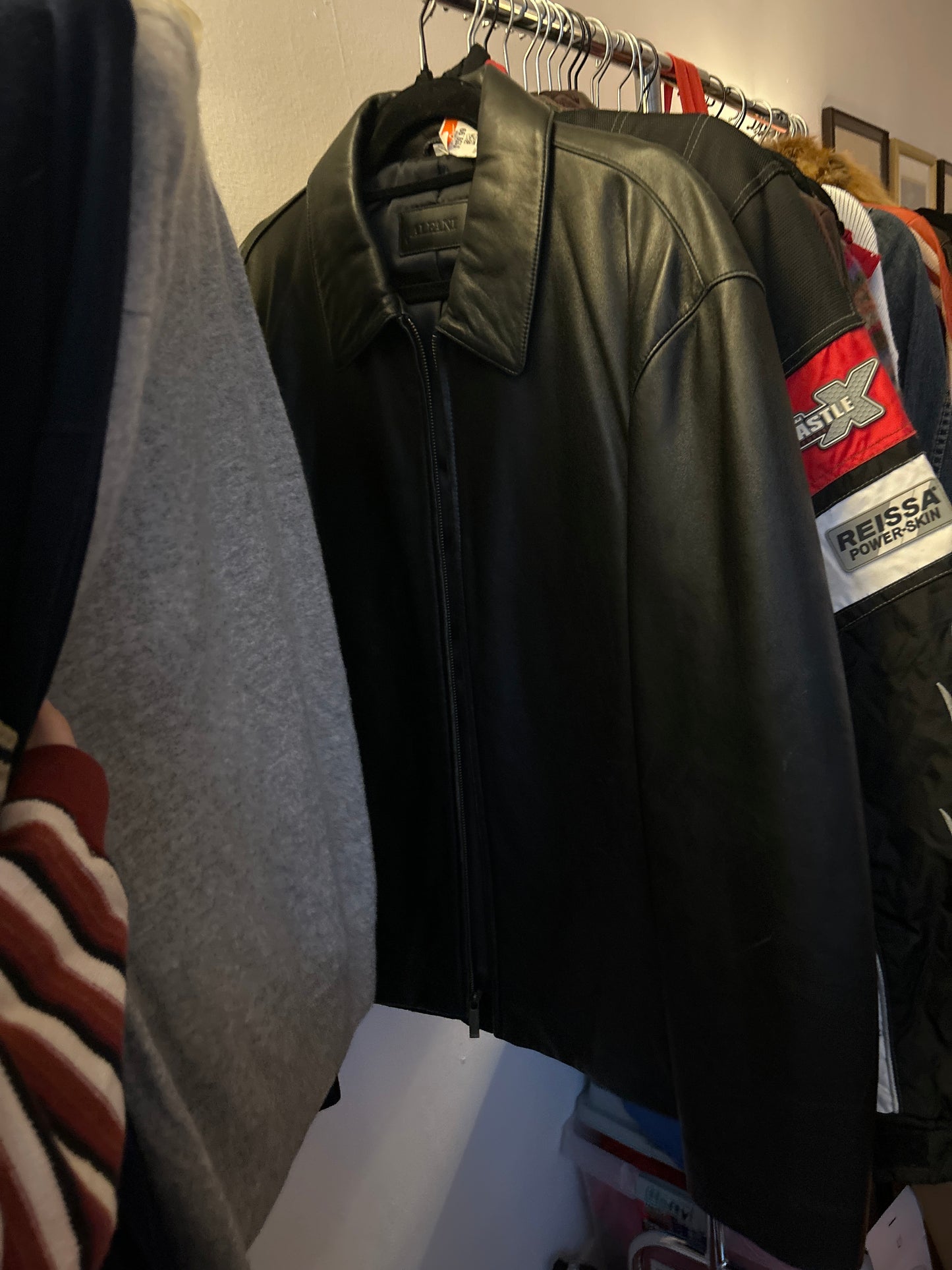 Alfani black leather jacket