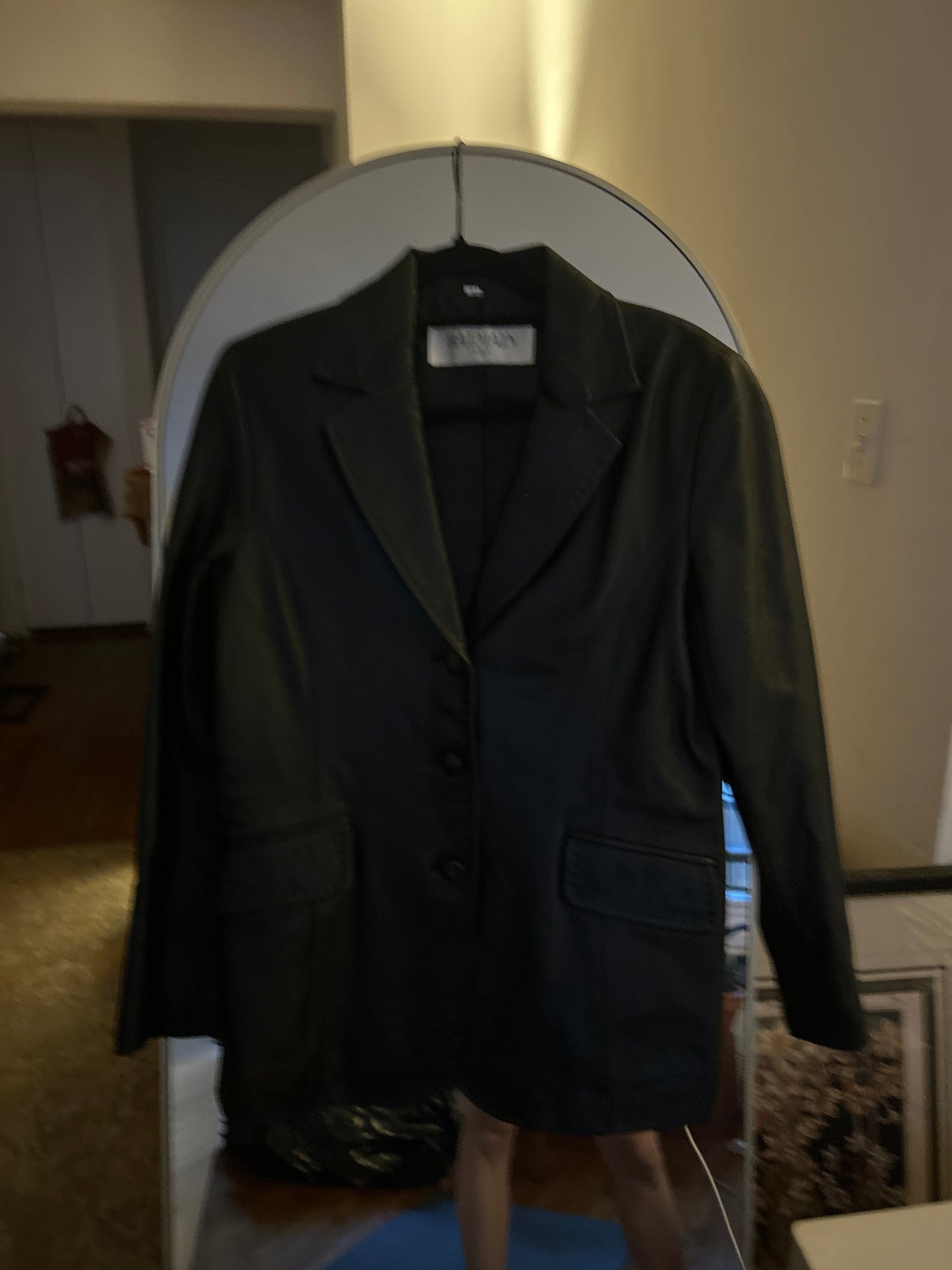 Balmain black leather blazer JM 301