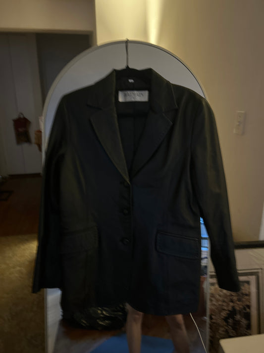Balmain black leather blazer JM 301