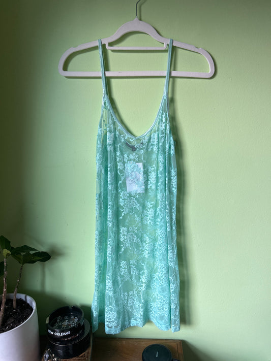 mint lace slip