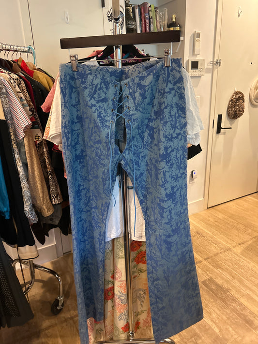 Blue lace up pants