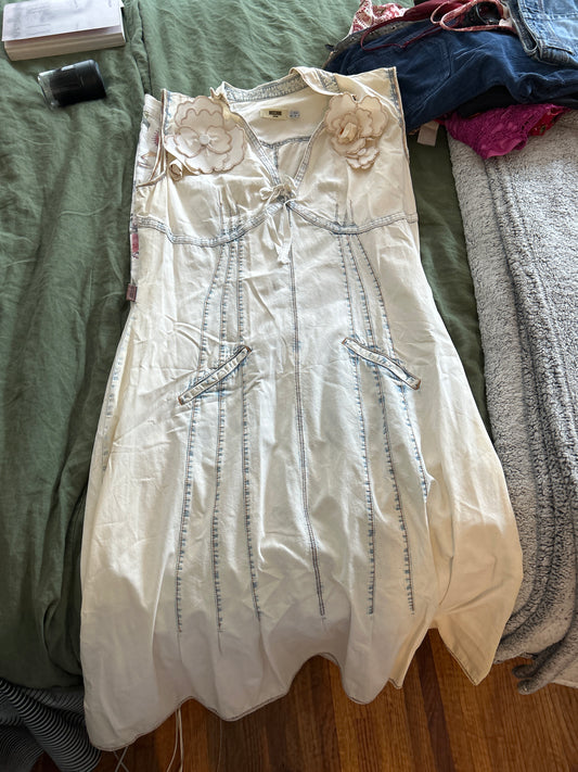 Moschino jeans denim dress with rosettes