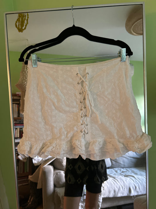 White eyelet mini skirt 01503Y