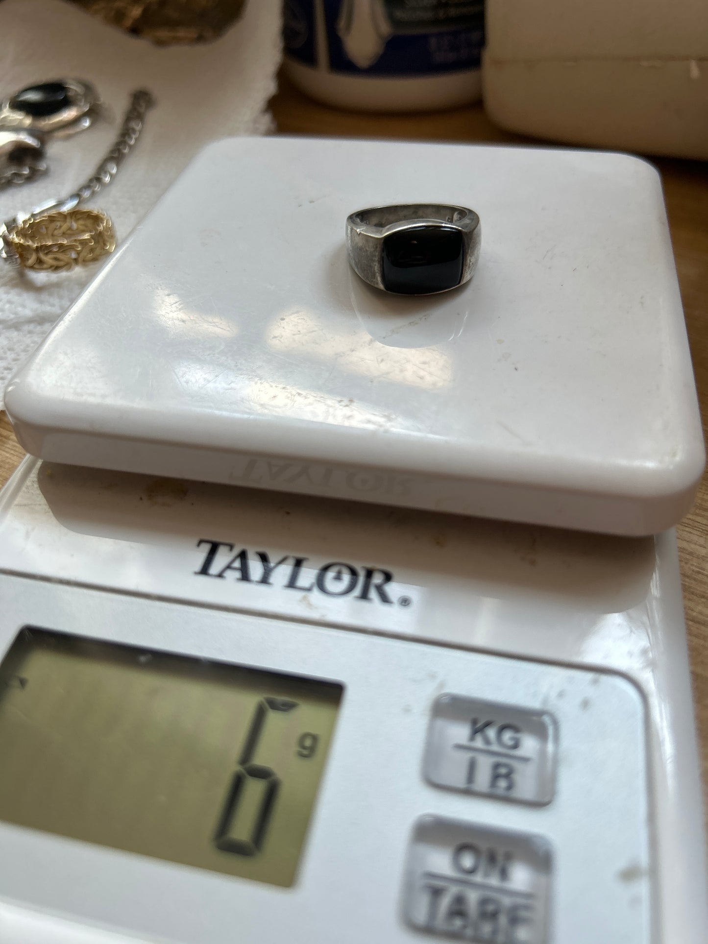 Sterling silver onyx chunky ring 6g 01502I