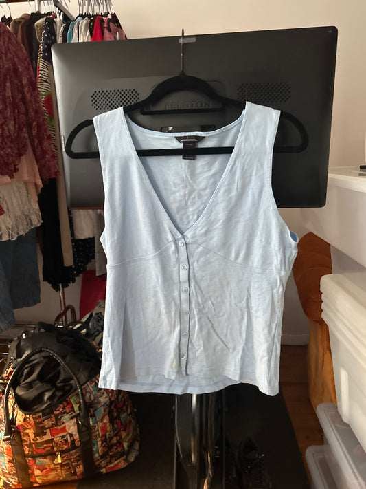 Baby blue button up tank