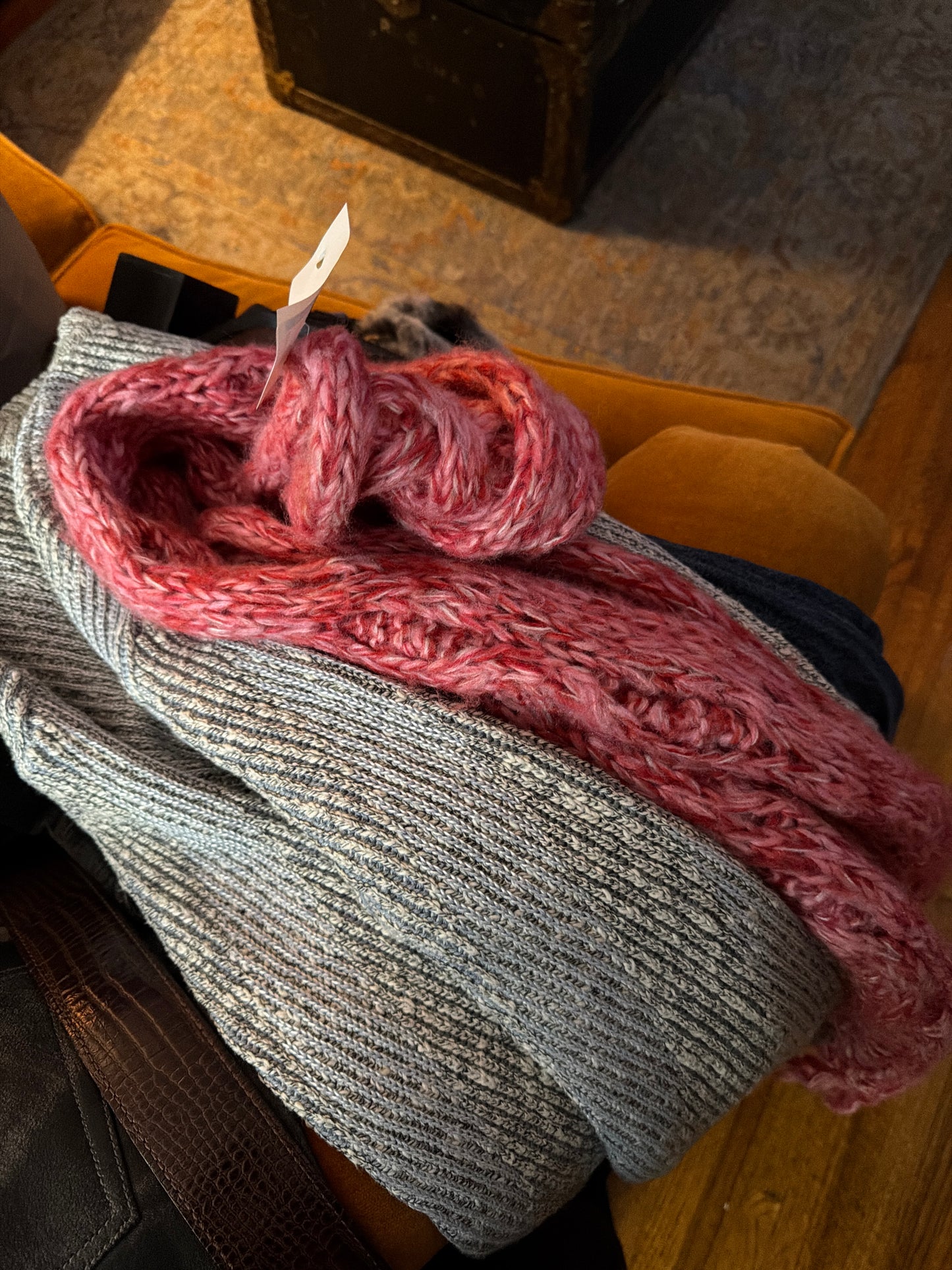 Pink knit scarf