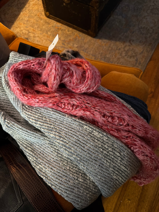 Pink knit scarf