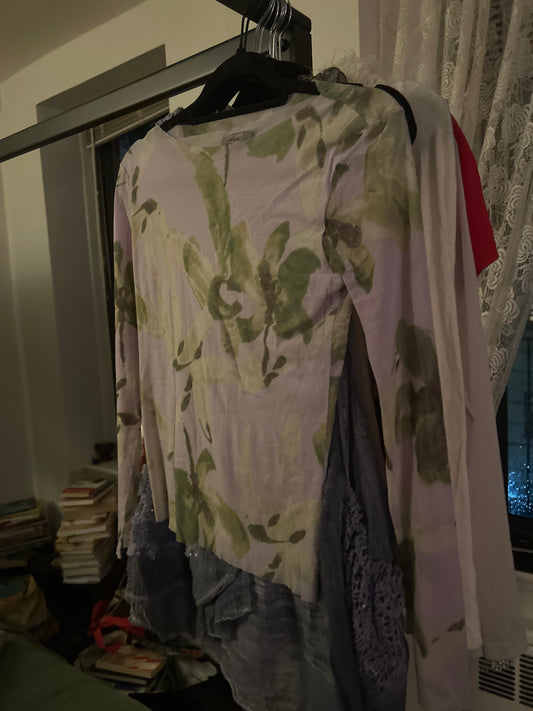 Purple and green watercolor top
