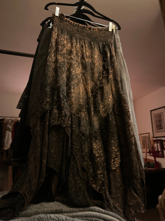 Brown and black layered skirt