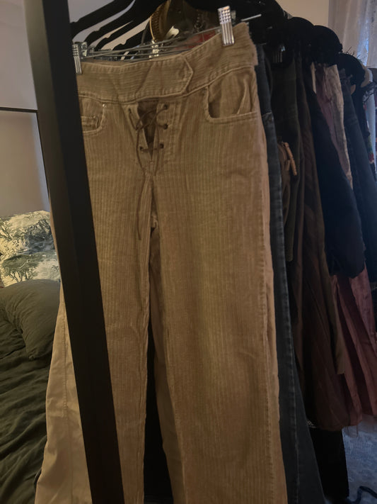 Gas tan corduroy lace up pants