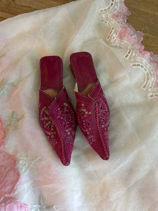 Moroccan pink mules