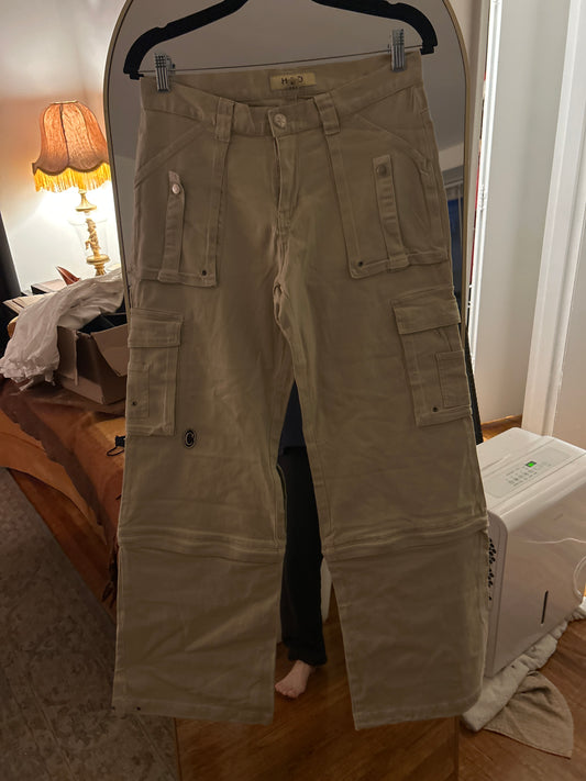 H & D tan cotton cargo pants