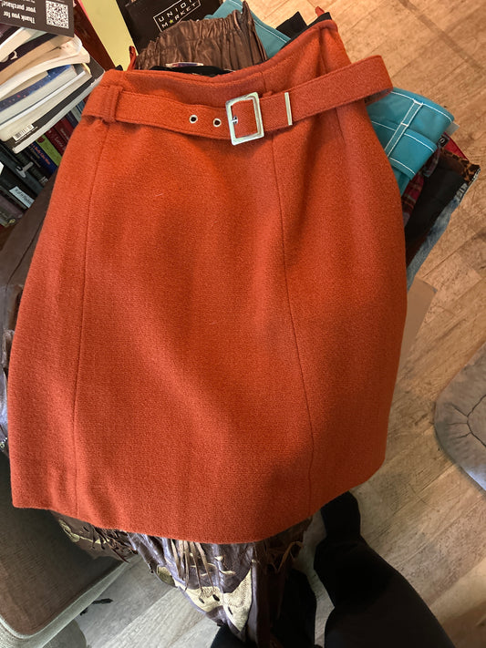 Red orange skirt with belt
